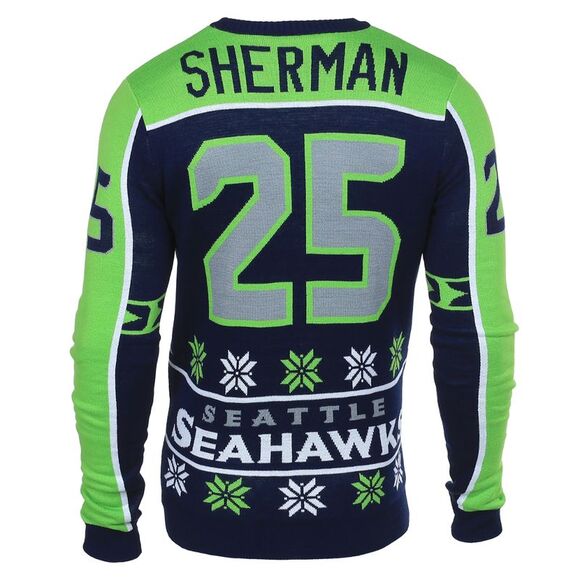 Richard Sherman #25 (Seattle Seahawks) NFL Player Ugly Sweater - Picture 2 of 4
